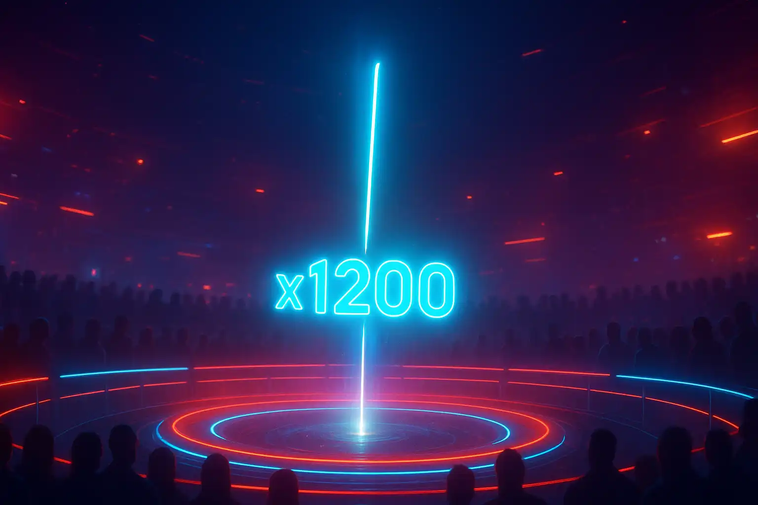 Rising neon multiplier line above the BetArenas crash arena pit